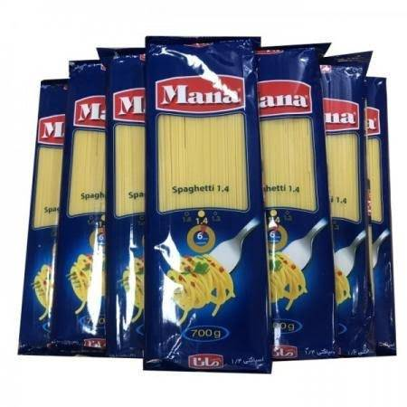 تصویر ماکارونی مانا اسپاگتی ۷۰۰ گرمی کارتن ۲۰ عددی 